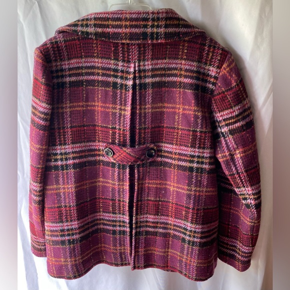 Covington Purple Plaid Peacoat Wool Blend Jacket Size Large EUC - Picture 6 of 9